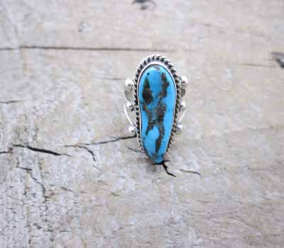 Turquoise Ring Silver Navajo  -sz  8.5